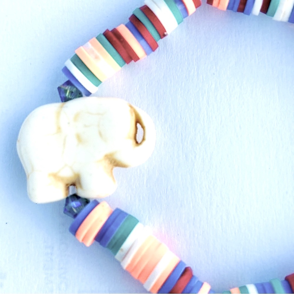 Handmade Striped Elephant Stretch Bracelet